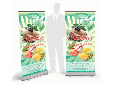 Summer Flavors Rollup Banner chocolate dream fantasy flavor fresh ice cream italy mint outdoor pastry shop summer vanilla