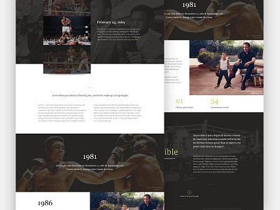 Cassius Clay 2.0 biography boxing clean dark focus lab gallery landing page splash page type web design website