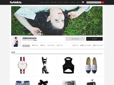 Fashiolista's Profile Page fashiolista fashion interface profile page web