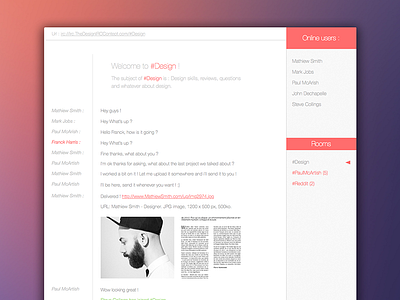 Chat/irc UI concept chat concept design flat irc minimal ui