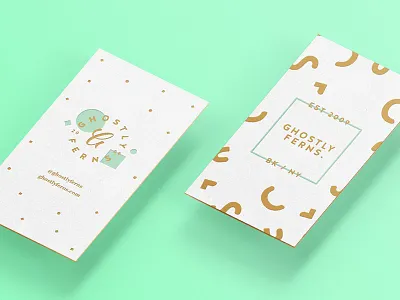 Ghostly Cards branding business card edge foil gold identity paper teal