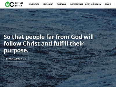 Oakland Church Website big image church clean flat web web design website wordpress