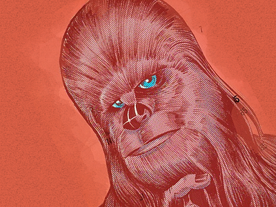 Chewy caricature chewbacca highforge pen and ink portrait star wars
