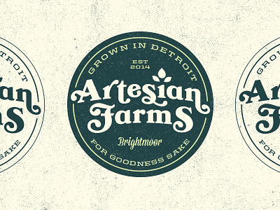 Artesian Farms Badge artesian badge branding detroit farm green hydroponics identity logo natural organic vintage