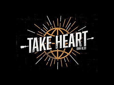 Take Heart arrow church globe heart josh warren light light rays shirt take heart texture