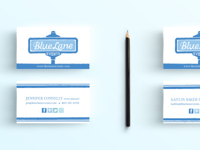 Blue Lane Events Business Cards blue branding connecticut event event planning events lane logo logo design planners signage wedding planning