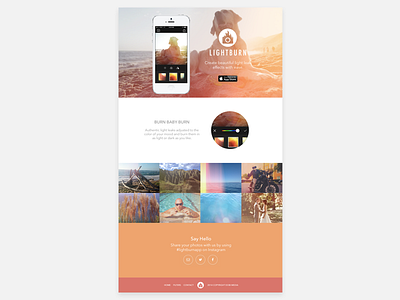 Lightburn App Website app clean colorful homepage orange ui web website