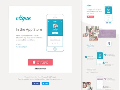 Clique Dribbble app branding clique focus lab iphone app web design website