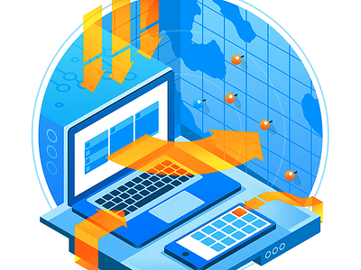 bn. Publishing Illustration brand coding data fesyuk illustration info graphic laptop map marco networks orange phone