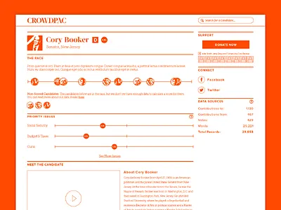 Crowdpac Candidate Page Wireframes interface ui ux web wireframes