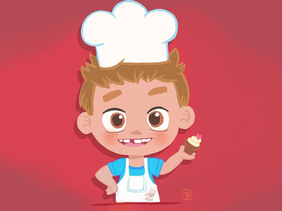 Boy baking cupcakes baker baking boy cupcakes illustration kawaii kids
