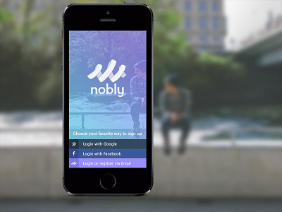 Nobly Login facebook google gradient login logo mobile purple sign up