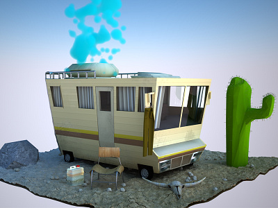 Breaking Bad Camper bad blue breaking breaking bad cactus camper desert low poly sand skull stone