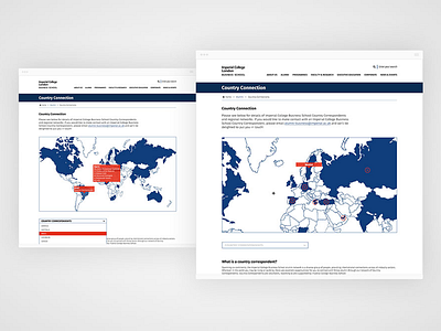 Imperial College Business School - Country Connection Page bryn taylor design google maps hover interaction interactive london map ui user interface ux