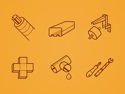 Icon set icons installation materals pipe tools