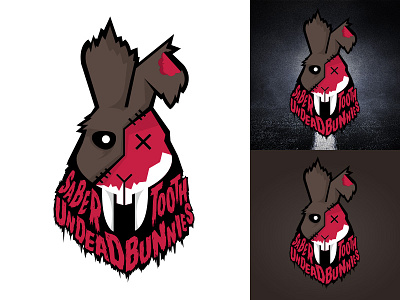 Sabertooth Undead Bunnies badge blue fantasy football illustration logo red