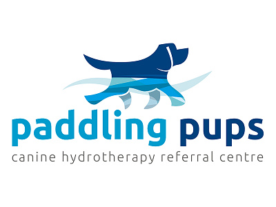 Paddling Pups Logo branding canine dog hydrotherapy logo paddling pups water