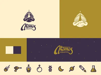 Atomos Creative Brand atomos branding company creative icon launch logo rocket space