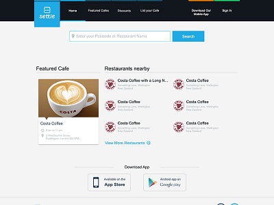 Settle Website design food online ordering ui ux web design website