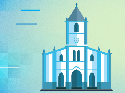 Flat church blue church flat flat design illustration vector