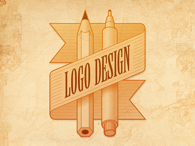 Badge Logo Design badge design icon illustration logo pen pencil ribbon vector