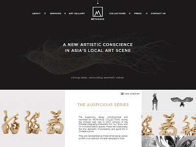 Metakaos branding concept dark editorial flat gallery home page interface landing page layout museum website