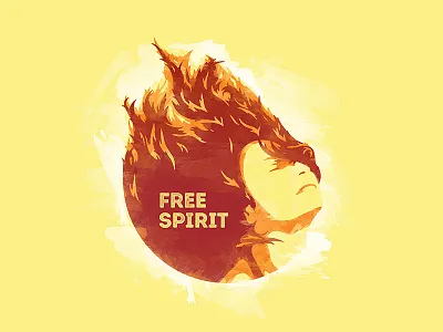 Free Spirit fire free girl illustration vector watercolor