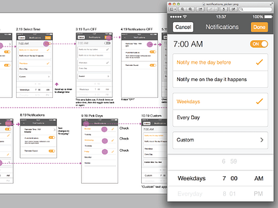 iOS Notifications / work in progress interaction design ios ux wireframes