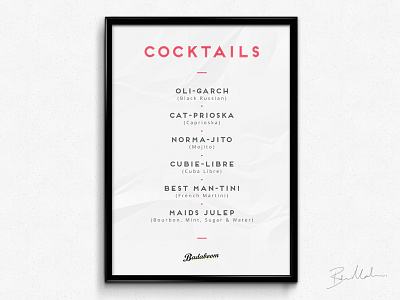 Cocktail bar clean cocktail design graphic illustrator menu photoshop