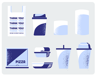 Symbol Set (Restaurant Supply) brand art pizza box plastic bag restaurant restaurant supply retro symbol texture to go bag ui icons