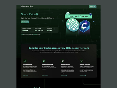 Maximal.Ino - DeFi platform animation blockchain cryptocurrency dark mode defi dex finance illustration interface design landing page secure trading ui ui design ux ux design uxui web ui web ux webdesign