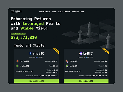 TrialRun - Crypto Landing Page blockchain crypto cryptocurrency dark theme design landing page layout design modern design platfotm responsive design transparent ui ui design ui ux user friendly display user experience ux ux design uxui web design