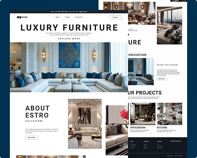 Luxury Furniture Web Design e comarch elegent fashion fireplace funiture landing page luxury minimalist mordern online online shoping rabbi shopify trand ui user experince user interface ux wabsite web design