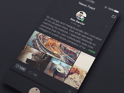 Social App News Feed app dark feed ios ios7 news photos profile social timeline ui ux