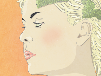 Nature blonde ear eyes girl hair illustration leaf lips nature nouveau pretty