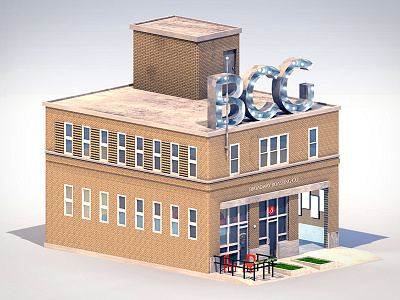 Old Firestation Render 3d 4d bcg brick brockton creative group cinema 4d firestation hipster illustration isometric kansas city modeling