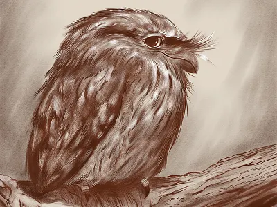 Tawny animals birds drawing frogmouth illustration photoshop tawny wacom wildlife