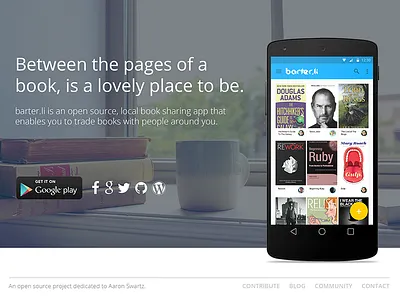 Barter.li - Landing page website android books googleplay landing phone website