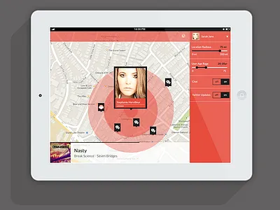 Myhood music discovery app app discovery filters flat ipad music networking uiux