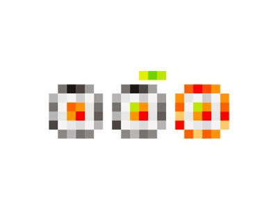 Digital Sushi digital dots fish icon japanese logo logo design pixels points rice sushi symbol