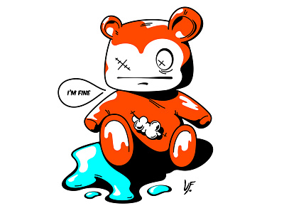 I'm fine bear graffiti sad vector vectorfreaks