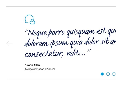 Testimonial arrow hand icon panel quote script slider testimonial