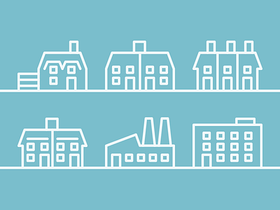 Line Buildings buildings factory house icons line icons vector