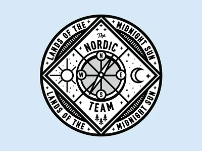 Nordic Compass Badge badge compass illustration logo moon north travel type