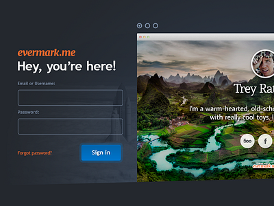 New Landing Page Design for Evermark.me branding evermark evermark.me input form landing page log in form personal branding personal website sign in sign up slider your homepage