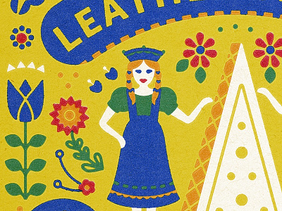 Folk it alpine cheese flowers folk illustration