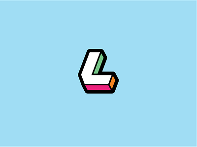 L sketch for startup logo. bold events faux 3d game graphic icon letter logo multicolor outline
