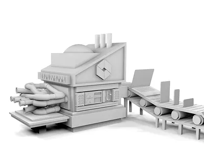 Content Ingestor 3d c4d content conveyor belt. devices illustration machine responsive