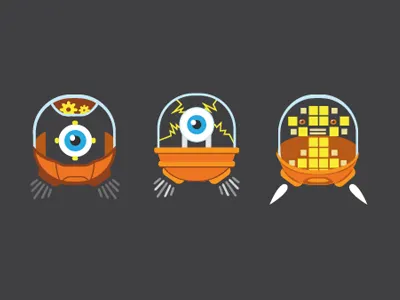 Drones blue eyes drones floating illustrator robots vector