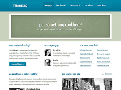 Minimaxing - HTML5 Free Site Template blue business css3 green html5 responsive